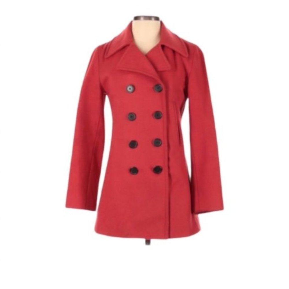 J. Crew Burnt Orange Red Wool Trench Coat